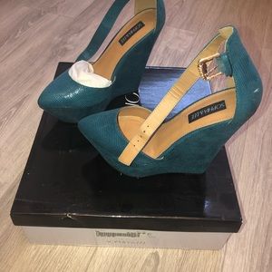 Turquoise Wedge Heels